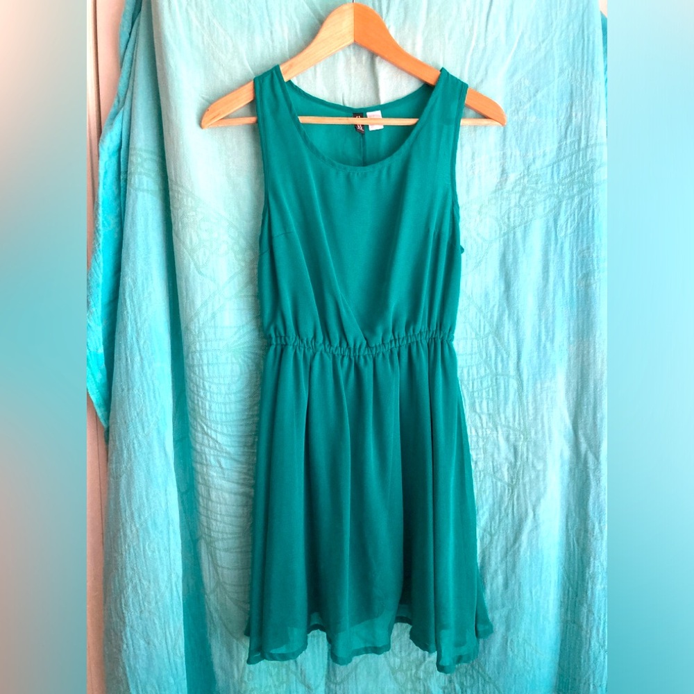 Vintage H&M Teal Fit and Flare dress 2000s